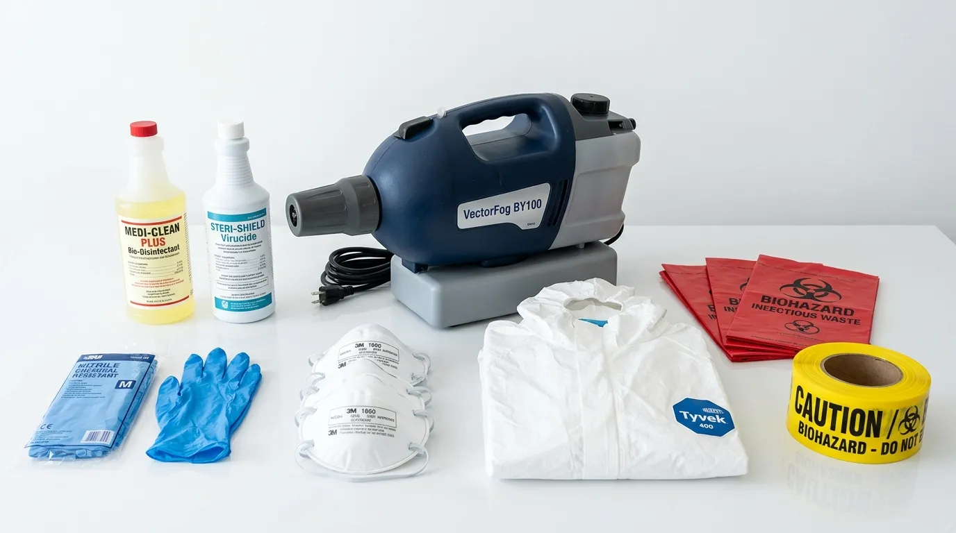 Professional biohazard remediation crew working in East Shoreham