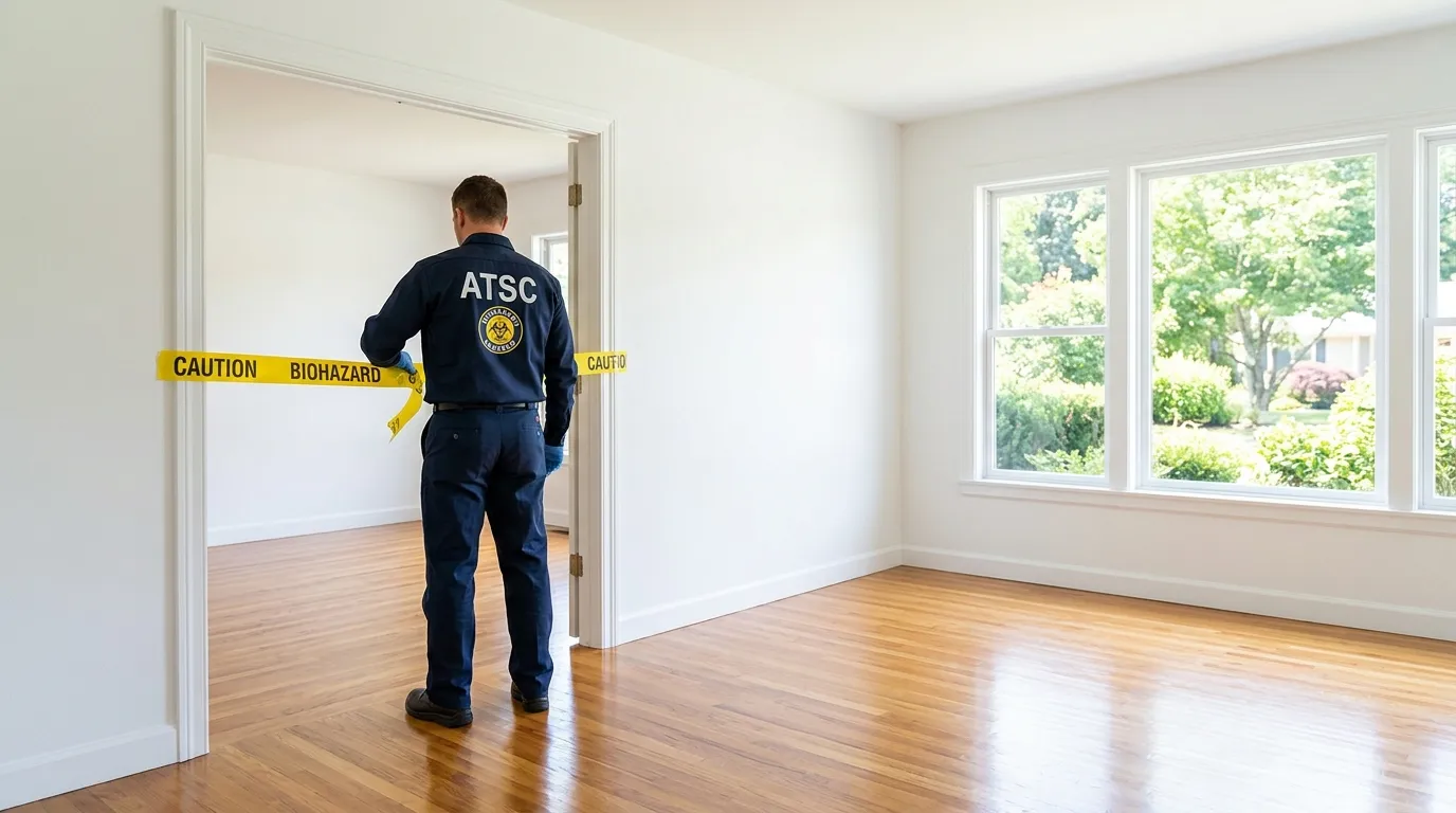 Certified biohazard cleanup crew performing Crime Scene Cleanup in East Shoreham